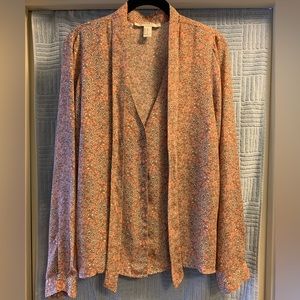 FOREVER 21 WOMENS BUTTON TOP GREEN WITH WHITE FLOWERS SIZE XL